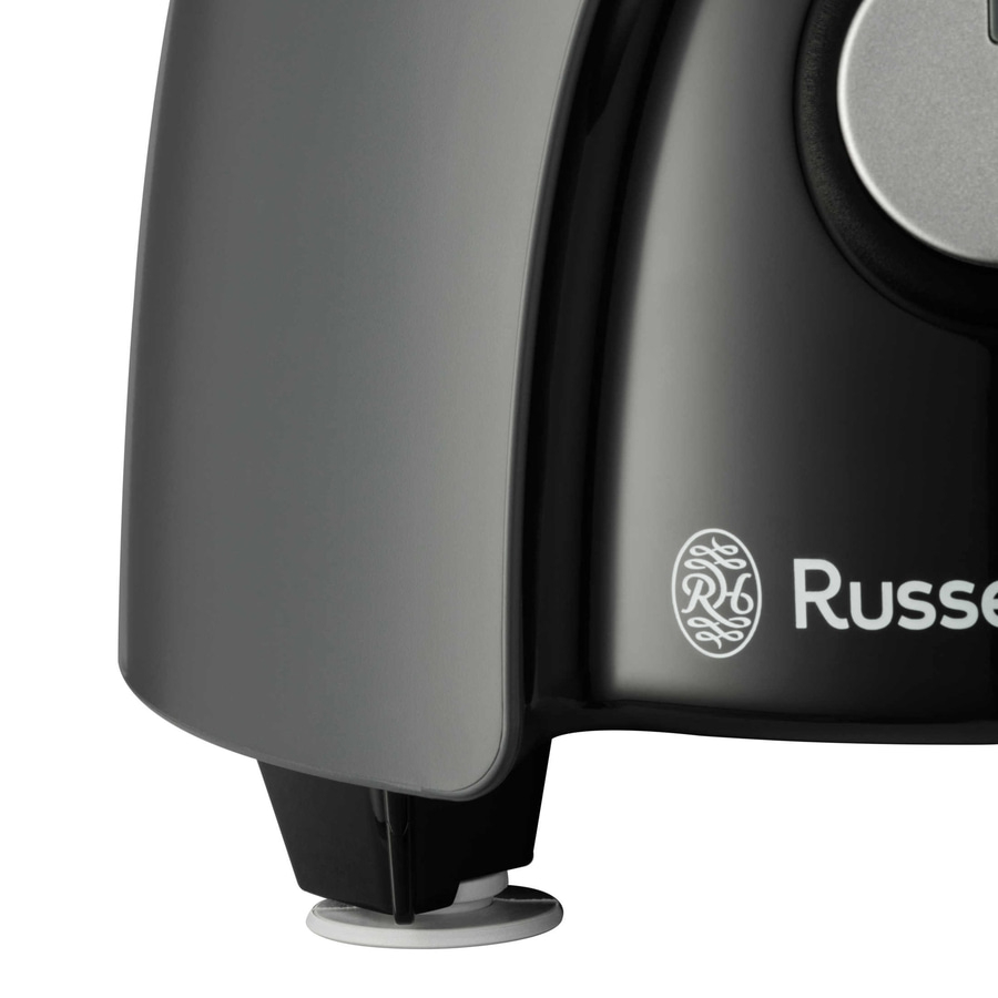 Nahaufnahme eines schwarzen Küchengeräts mit dem Logo von Russell Hobbs