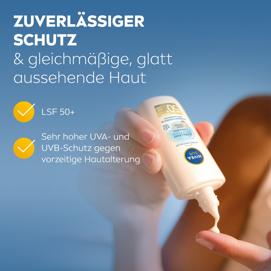 NIVEA SUN UV Gesicht Experte Ultra Light Daily Fluid Heller Hauttyp LSF 50+