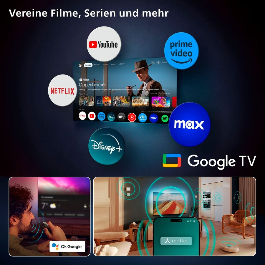 PHILIPS 65 Zoll OLED TV 65OLED910/12 Ultraflacher 4K UHD OLED+ Fernseher