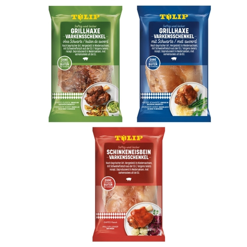 TULIP Haxen-Set 3er Mix Grillhaxe mit & ohne Schwarte Eisbein Ungekühlt lagerbar