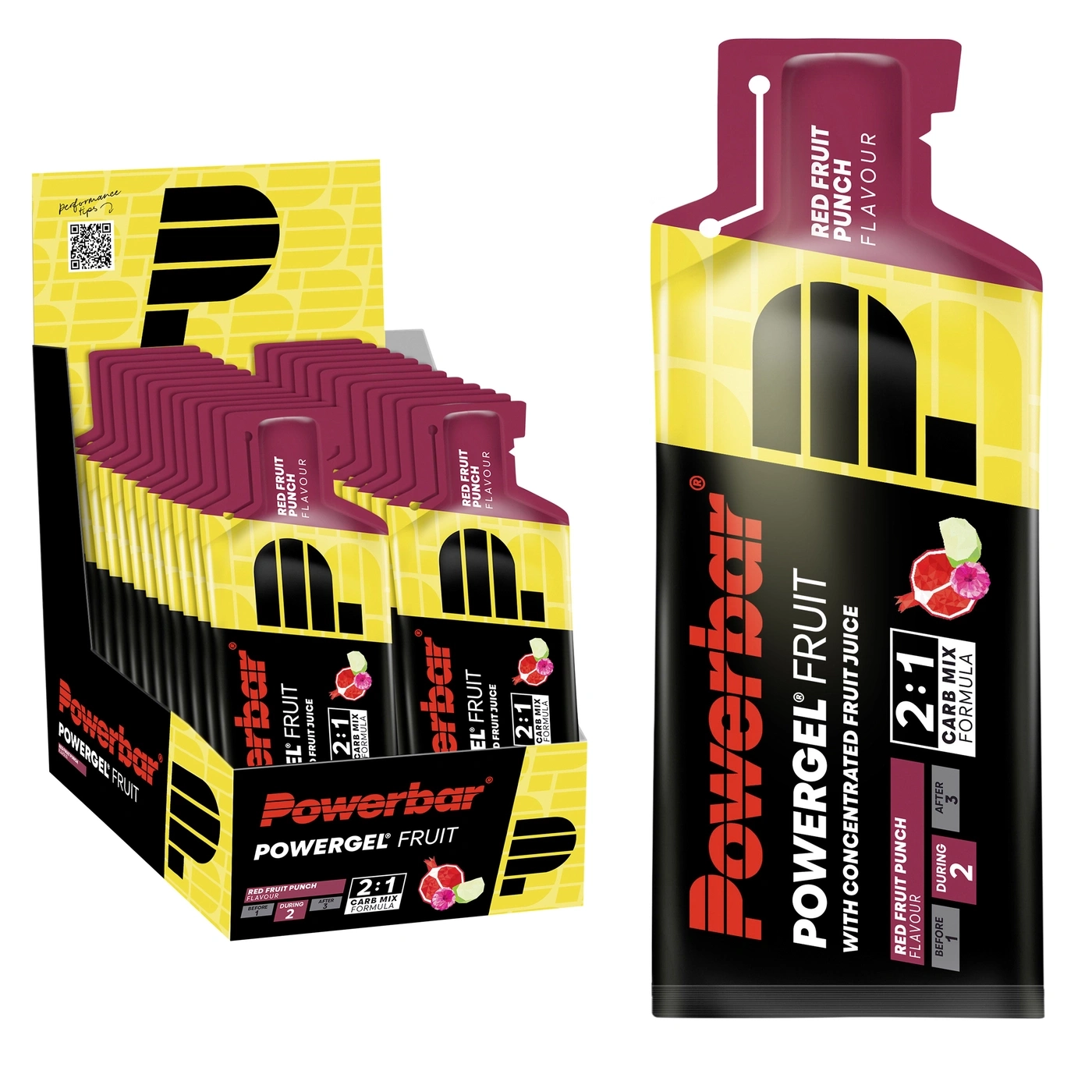 Powergel Frucht, roter Fruchtpunsch Geschmack, 2:1 Kohlenhydratmischung