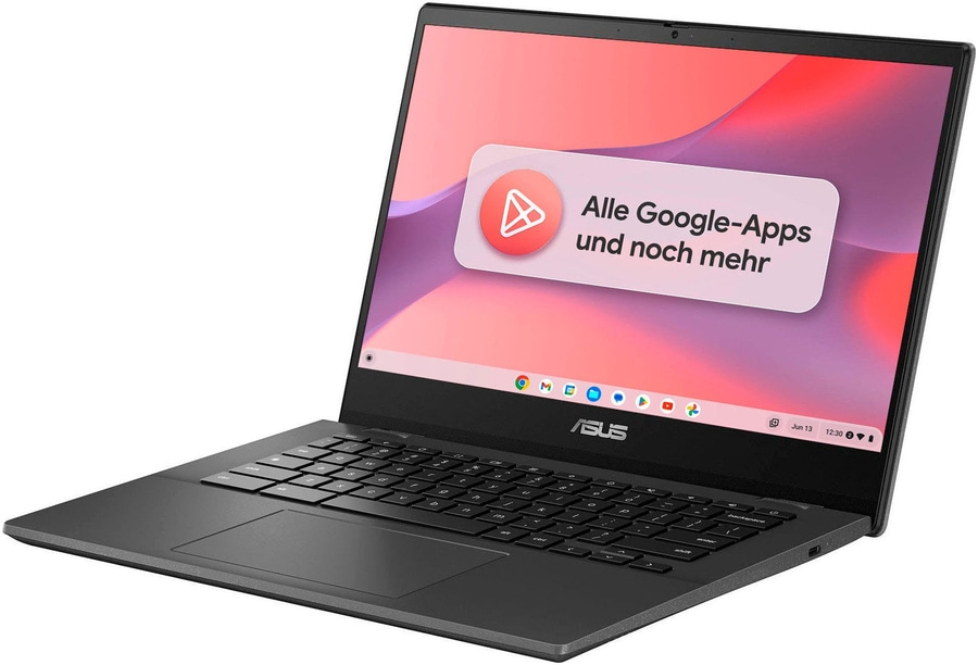 ASUS Laptop mit geöffnetem Bildschirm, der Google-Apps zeigt und mehr.