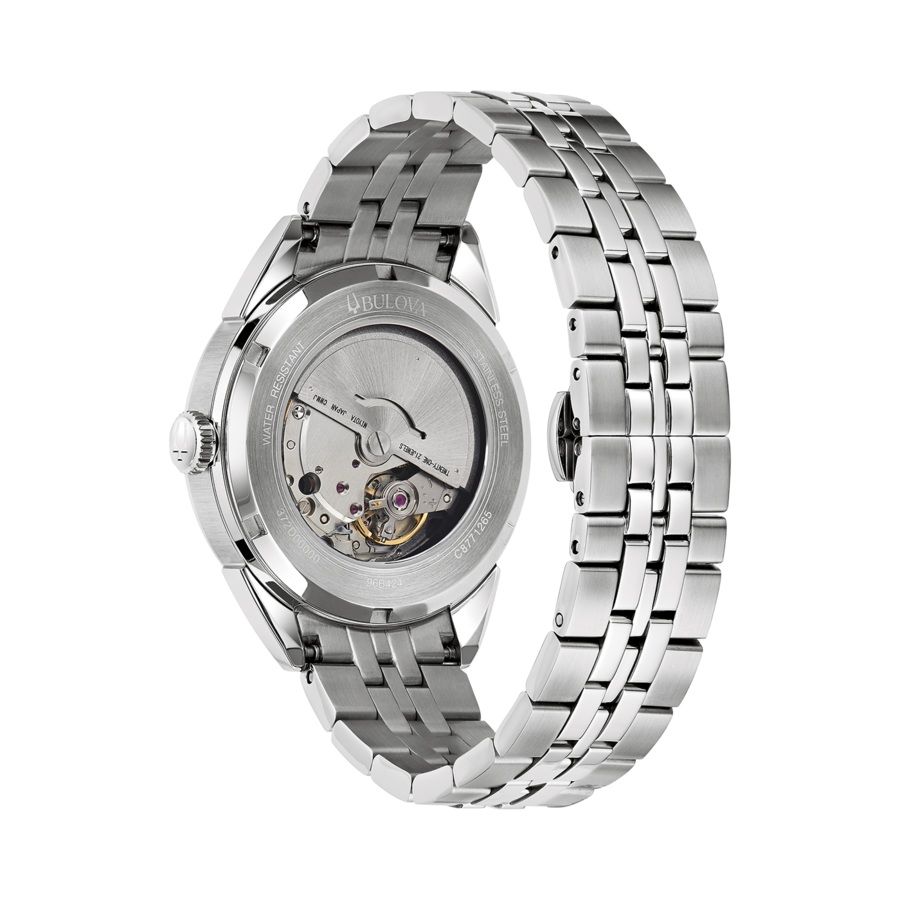 Bulova-Uhr, Edelstahl, wasserdicht, Automatikwerk, transparent