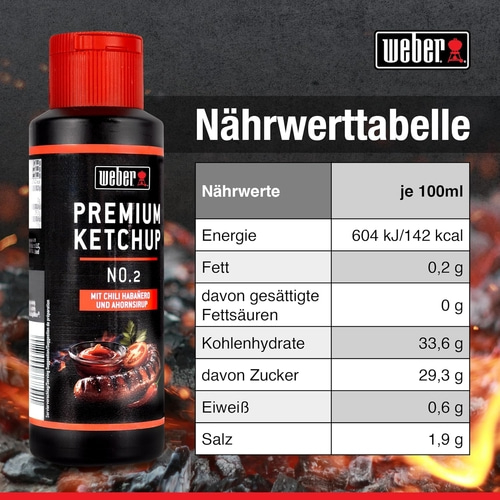 6x 300 ml Weber Ketchup Premium Ketchup No.2 Gourmetsauce Flasche würzig fein