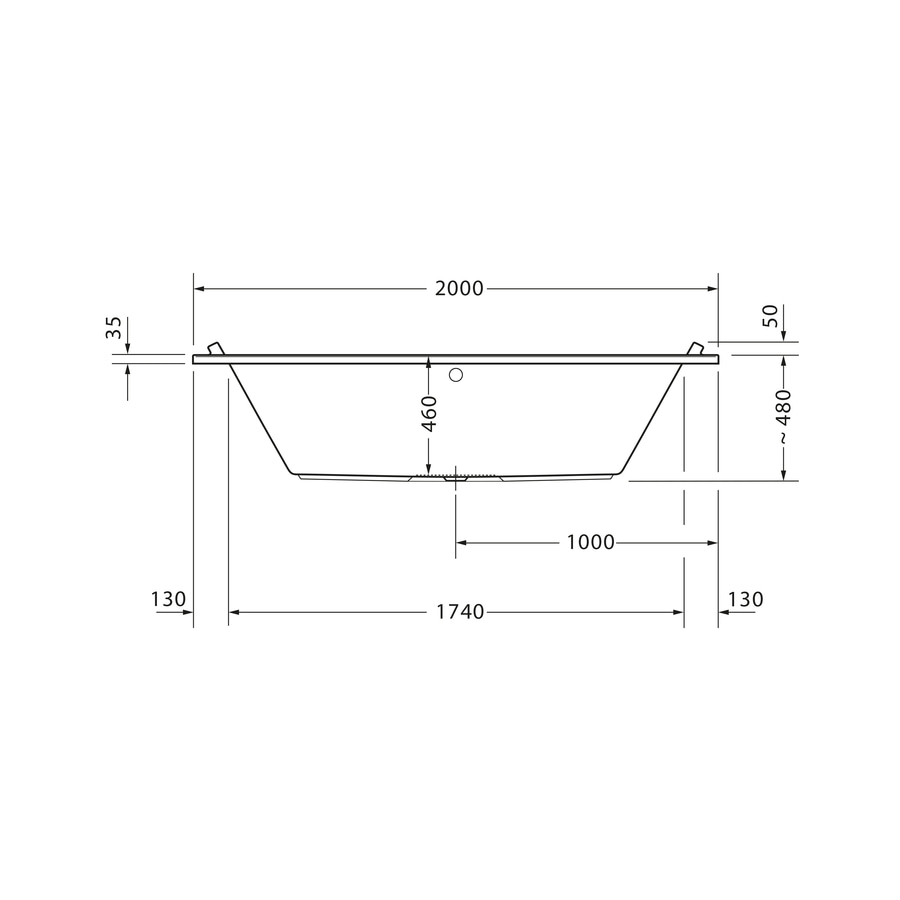 DURAVIT Badewanne Starck 2000 x 1000 mm Weiß mit 2 Rückenschrägen