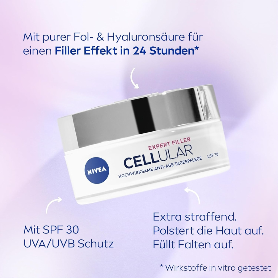 Nivea Cellular Expert Filler Creme, Anti-Age, SPF 30, Faltenreduktion, Hautstraffung