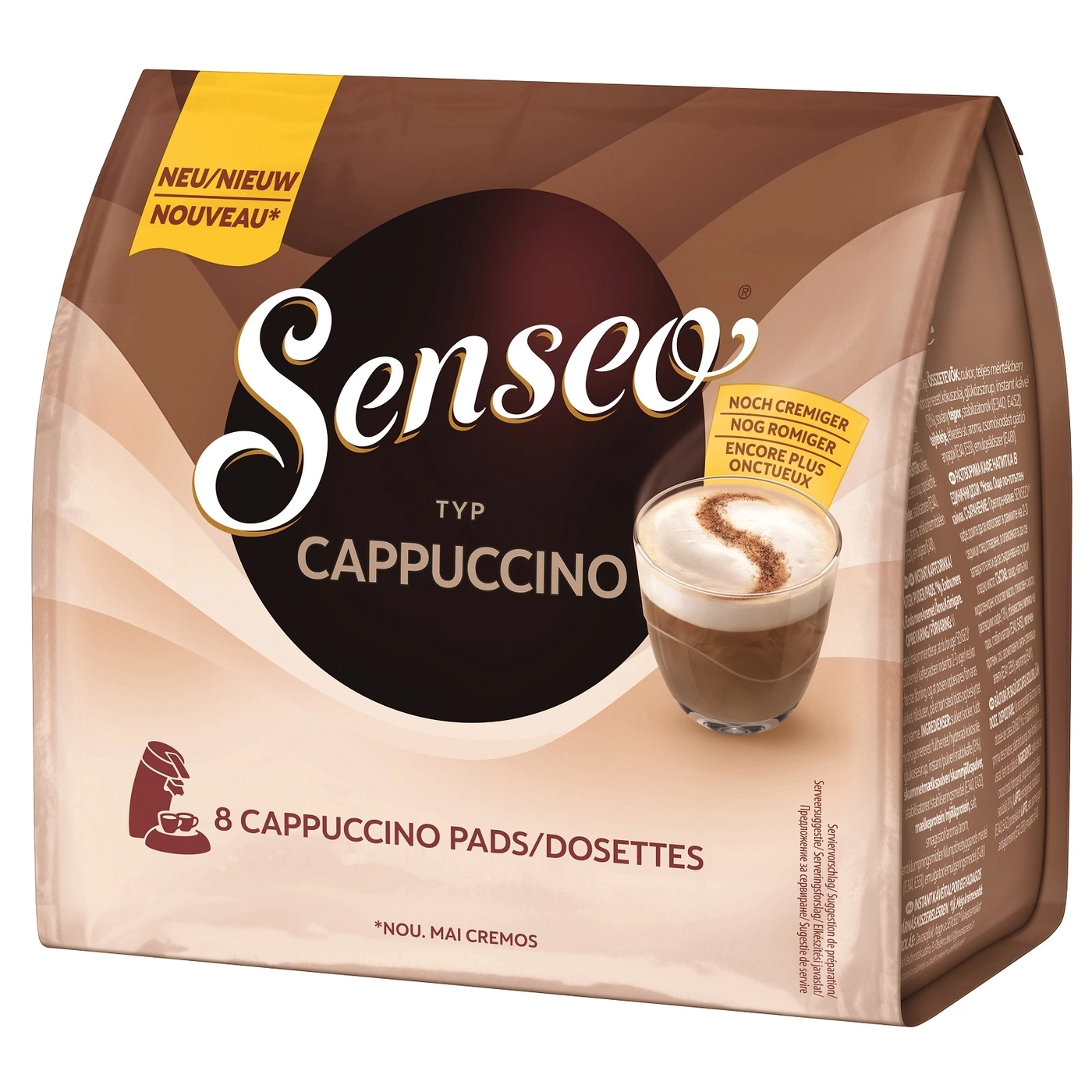 Senseo Cappuccino Pads Packung, 8 Stück, neu, cremig, Kaffeegetränk, Kaffeepads, Getränk