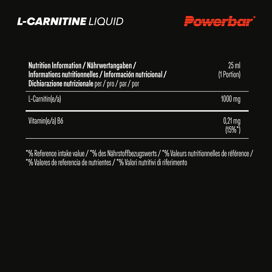 POWERBAR L-Carnitine Liquid Black Line 1000 mg L-Carnitine Vitamin B6 20 x 25 ml