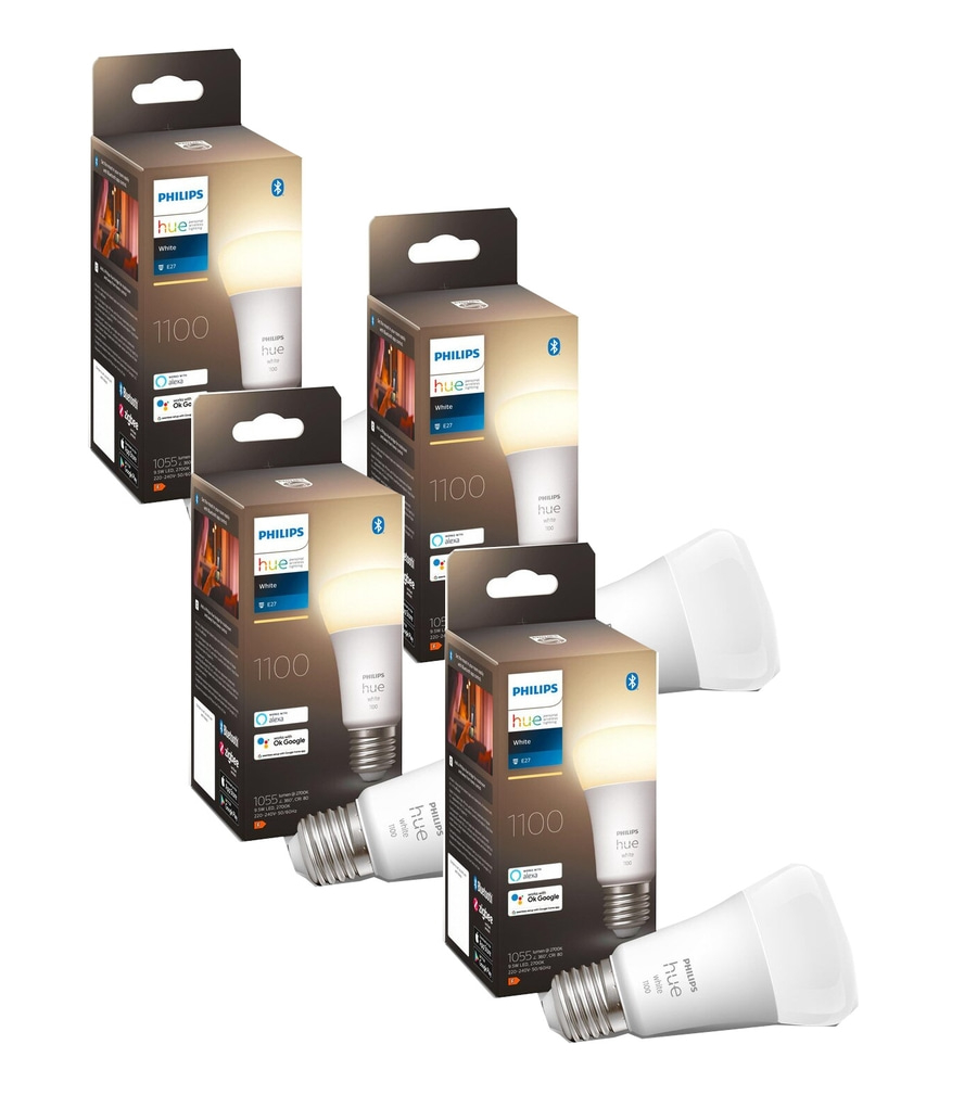 4x PHILIPS Hue White Leuchtmittel Smart Home E27/9,5W 1100lm Warmweiß NEU