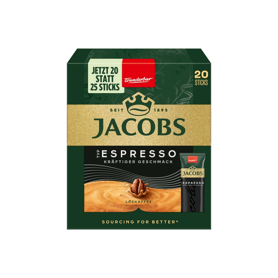 JACOBS Löskaffee Typ Espresso 12 x 20 Getränke Sticks löslicher Kaffee