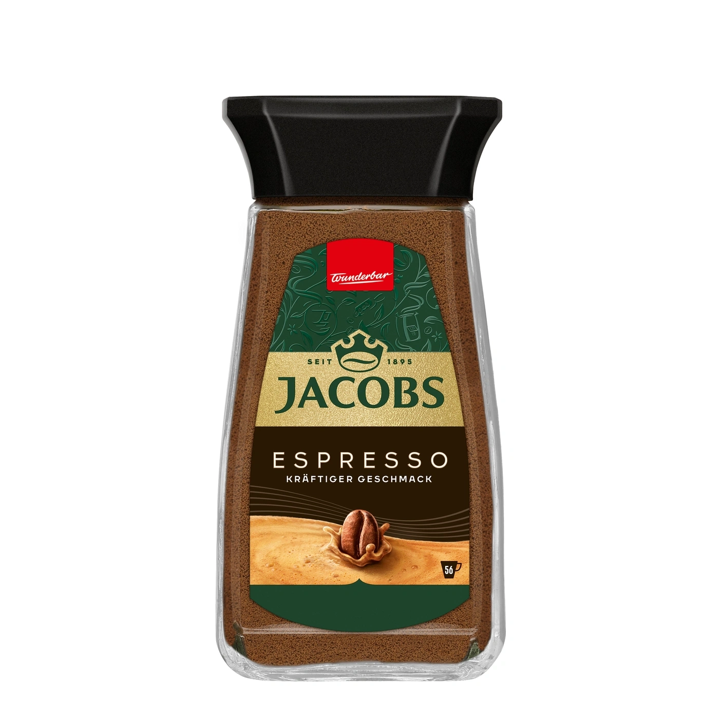 Glas Jacobs Espresso Kaffee mit kräftigem Geschmack