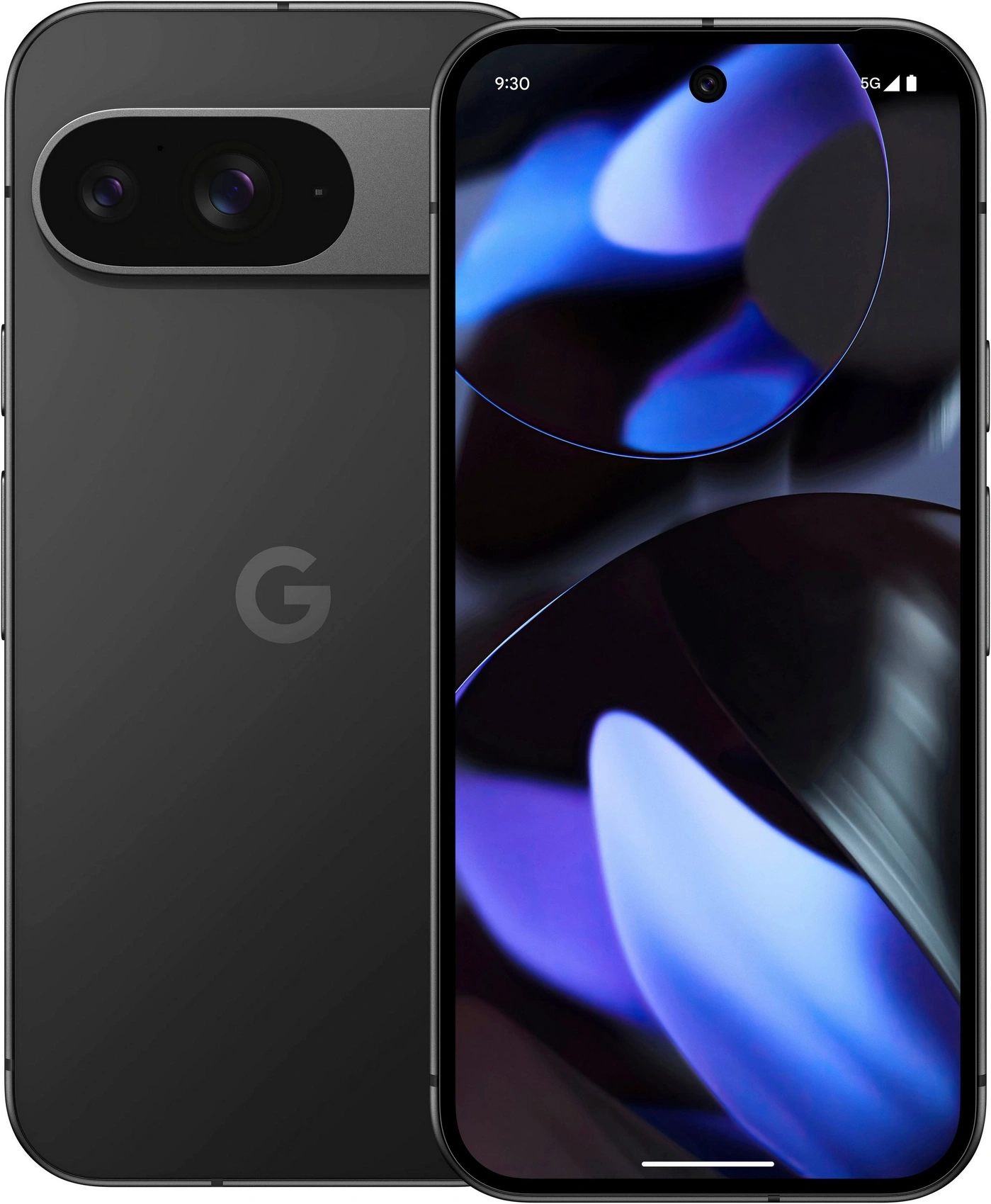 Dunkles Google Pixel Handy mit zwei Kameras auf der Rückseite und einem großen Bildschirm