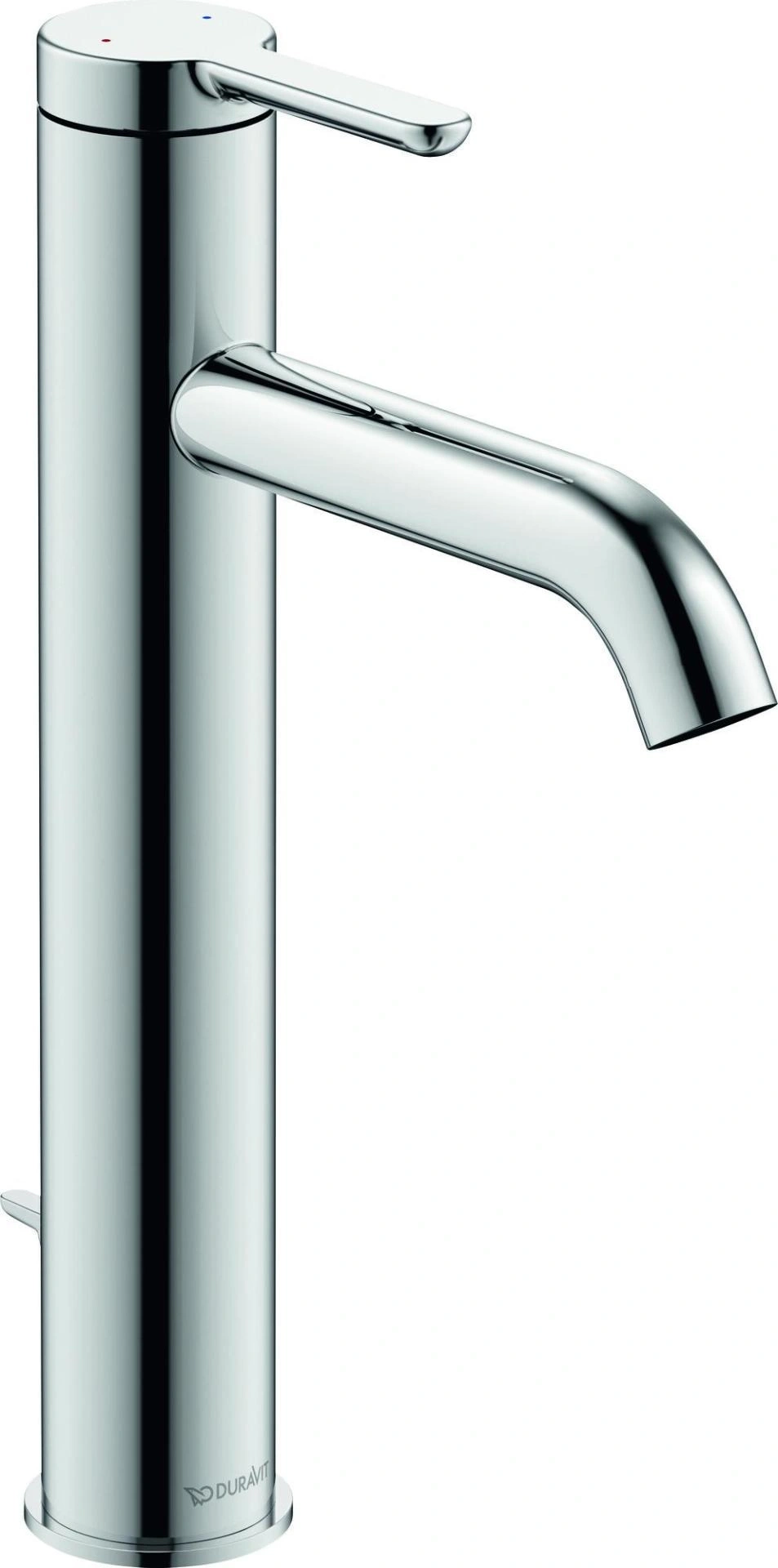 Chrom-Wasserhahn, modernes Design, glänzende Oberfläche, Badezimmerarmatur, Wasserhahn für Waschbecken, Duravit