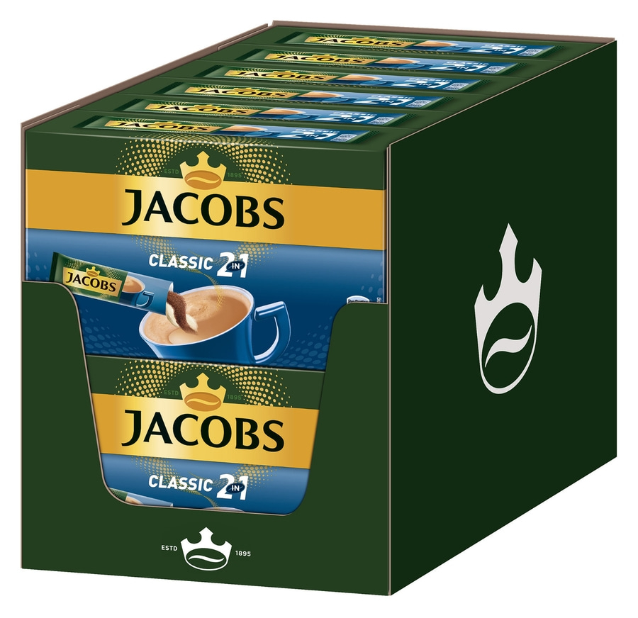 JACOBS Löskaffee 2in1 Classic 12 x 10 Sticks löslicher Kaffee Instantkaffee