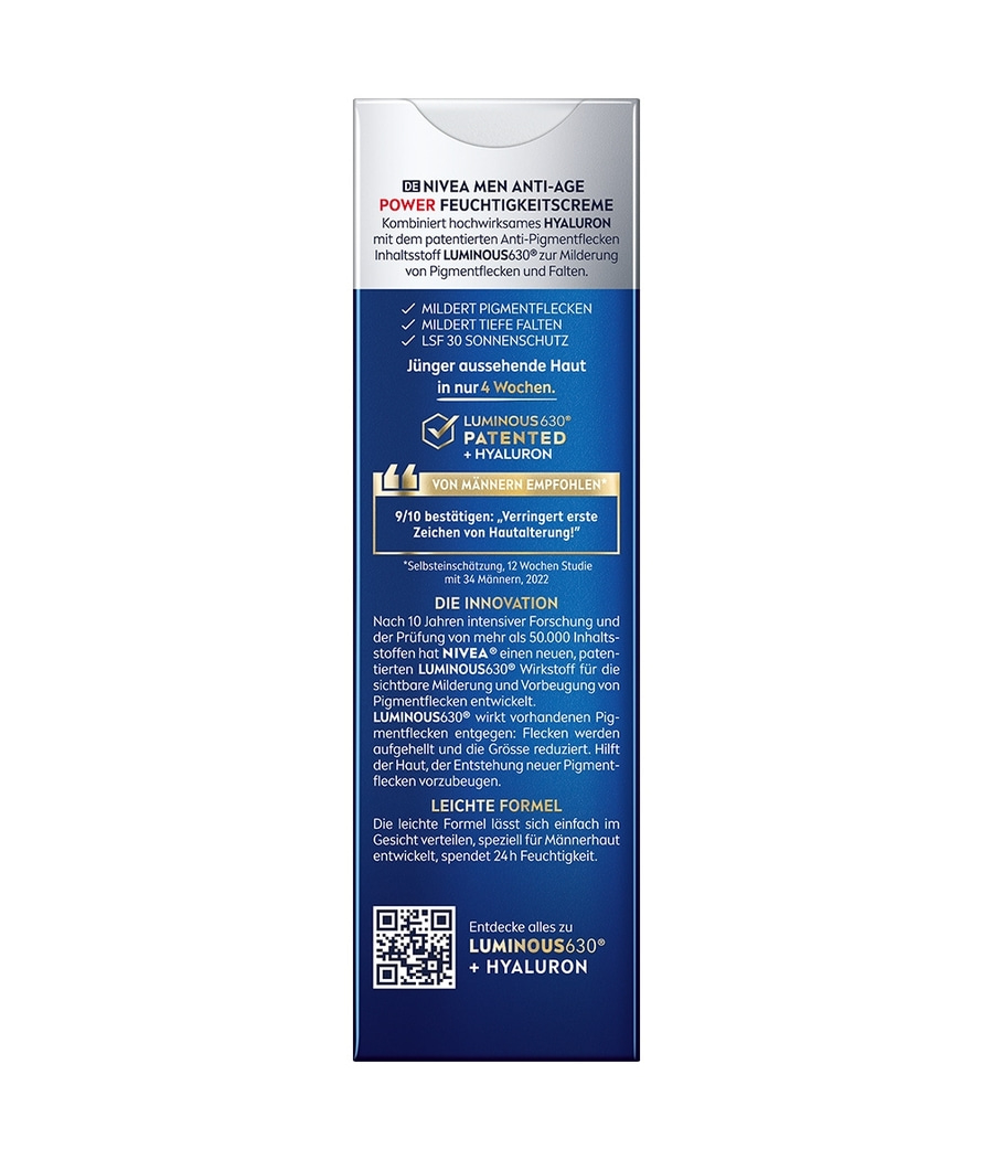 NIVEA MEN Anti-Age 2in1 Power Feuchtigkeitscreme Hyaluron LUMINOUS630® 50ml