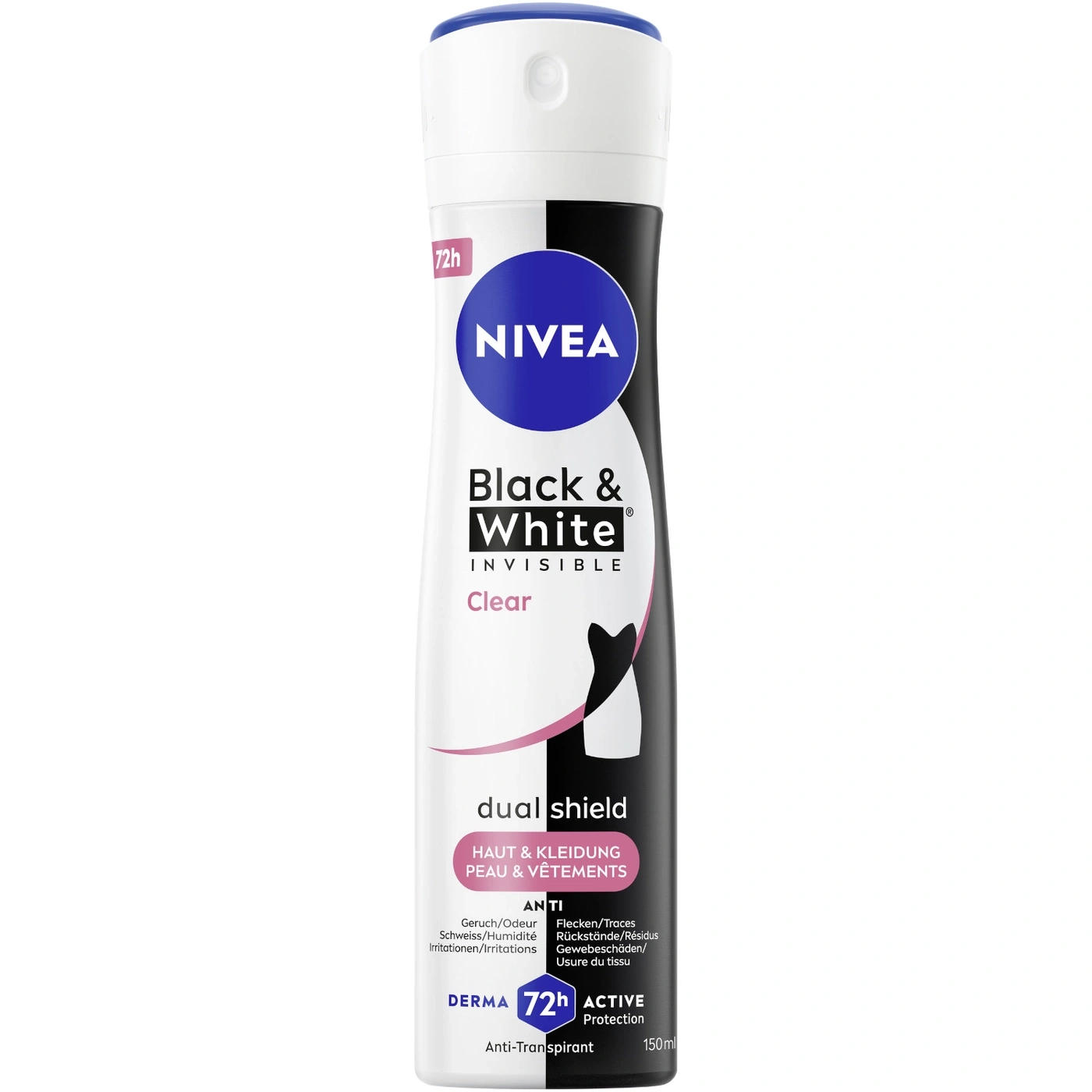 Nivea Black & White Invisible Clear 72h Anti-Transpirant Deodorant, 150ml