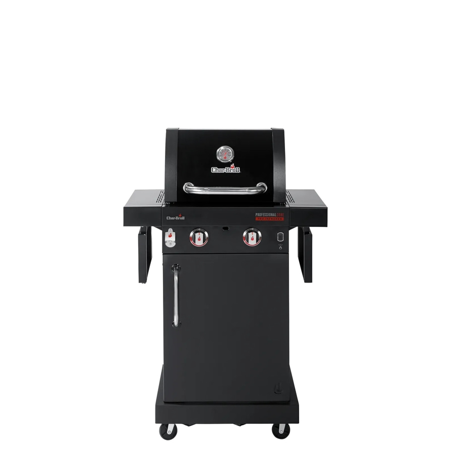 Schwarzer Grill mit Thermometer und Rädern, Char-Broil Professional Core