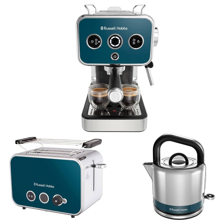 RUSSELL HOBBS Toaster Espressomaschine Wasserkocher Distinctions Ocean Blue Set
