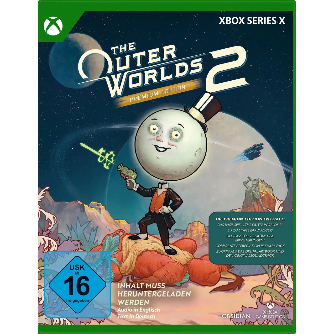 Die Hülle des Spiels "The Outer Worlds 2" in der Premium Edition