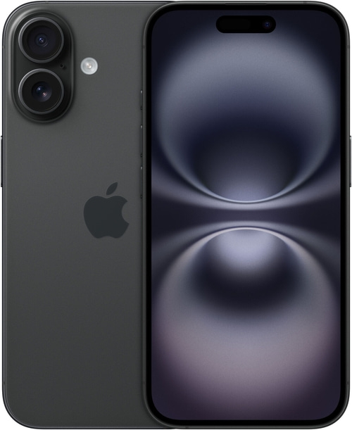 Dunkelgraues Smartphone mit zwei Kameras und einem Bildschirm mit dunklem Hintergrund