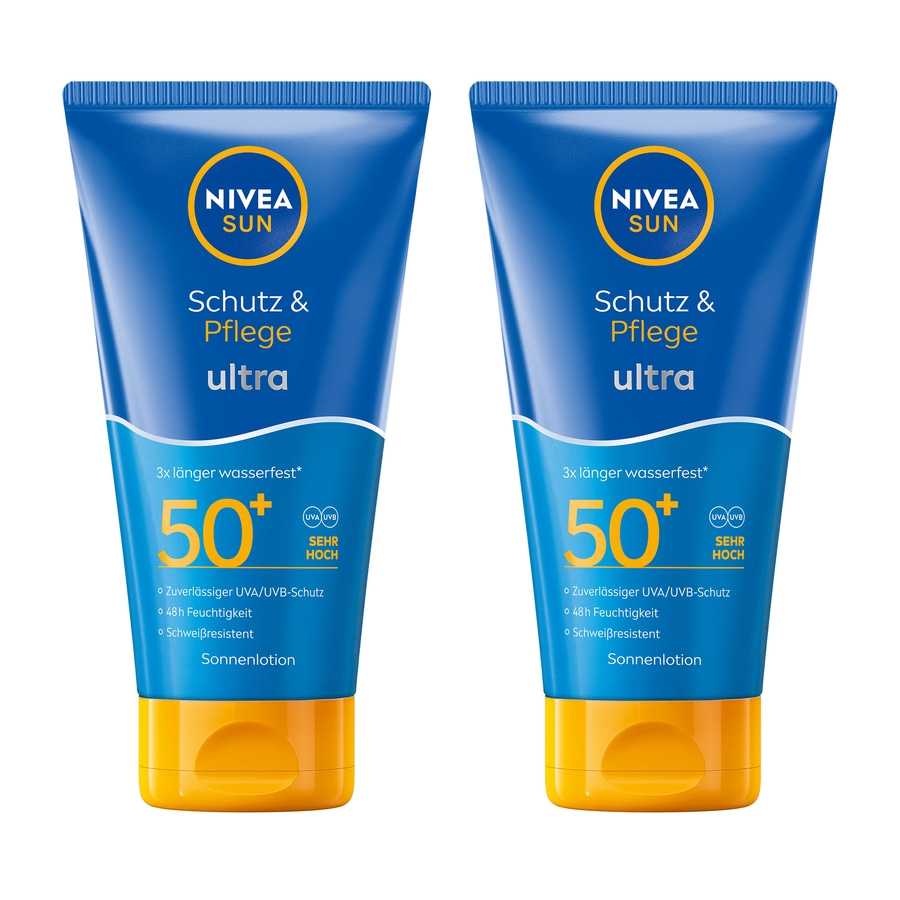 NIVEA SUN Schutz & Pflege Ultra Lotion wasserfeste Sonnencreme LSF50+ 2 x 150ml