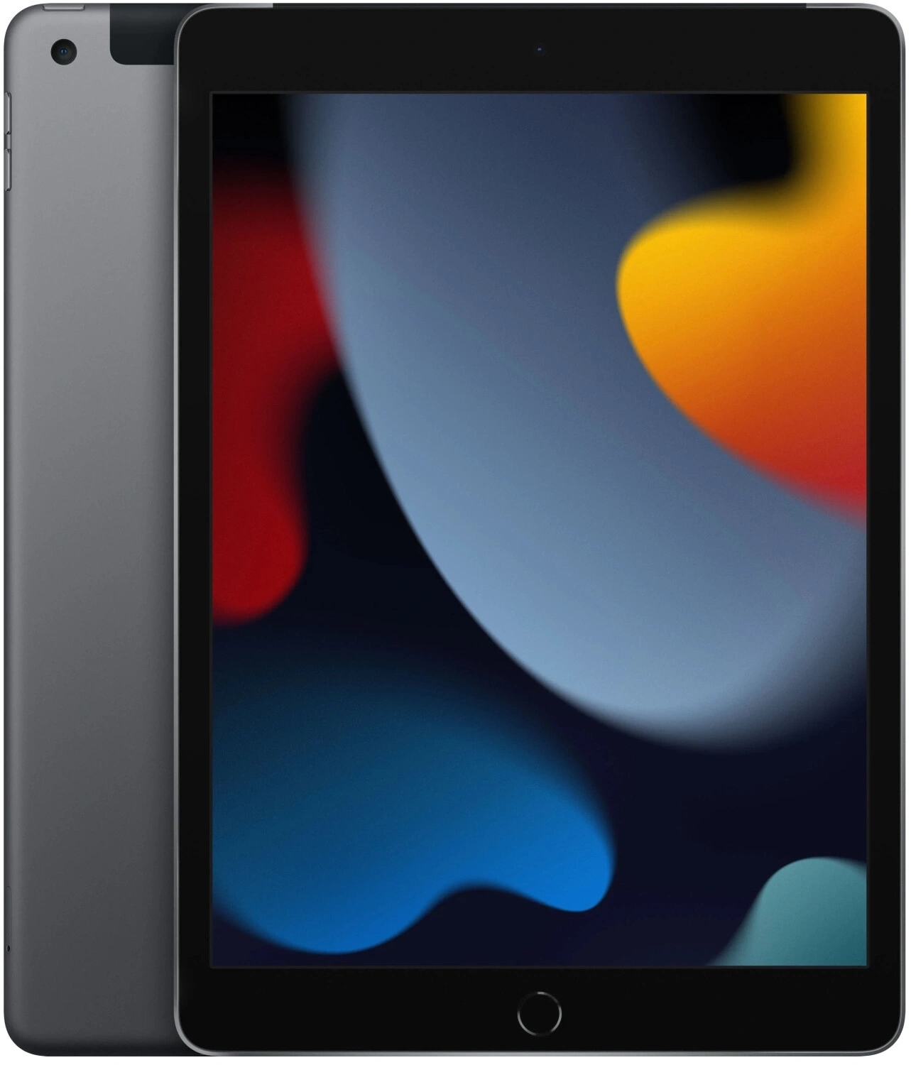 Ein dunkles iPad mit einem farbigen Hintergrund auf dem Bildschirm.