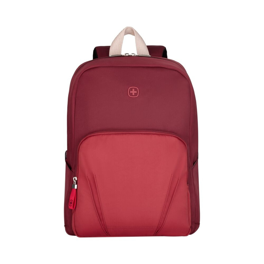 Roter Rucksack mit Schweizer Kreuz, ideal für den täglichen Gebrauch und Reisen.