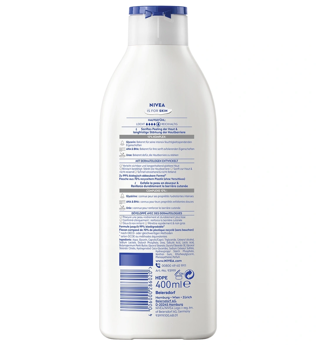 NIVEA Körperlotion mit Urea und AHA/BHA für intensive Feuchtigkeit und Stärkung der Hautbarriere
