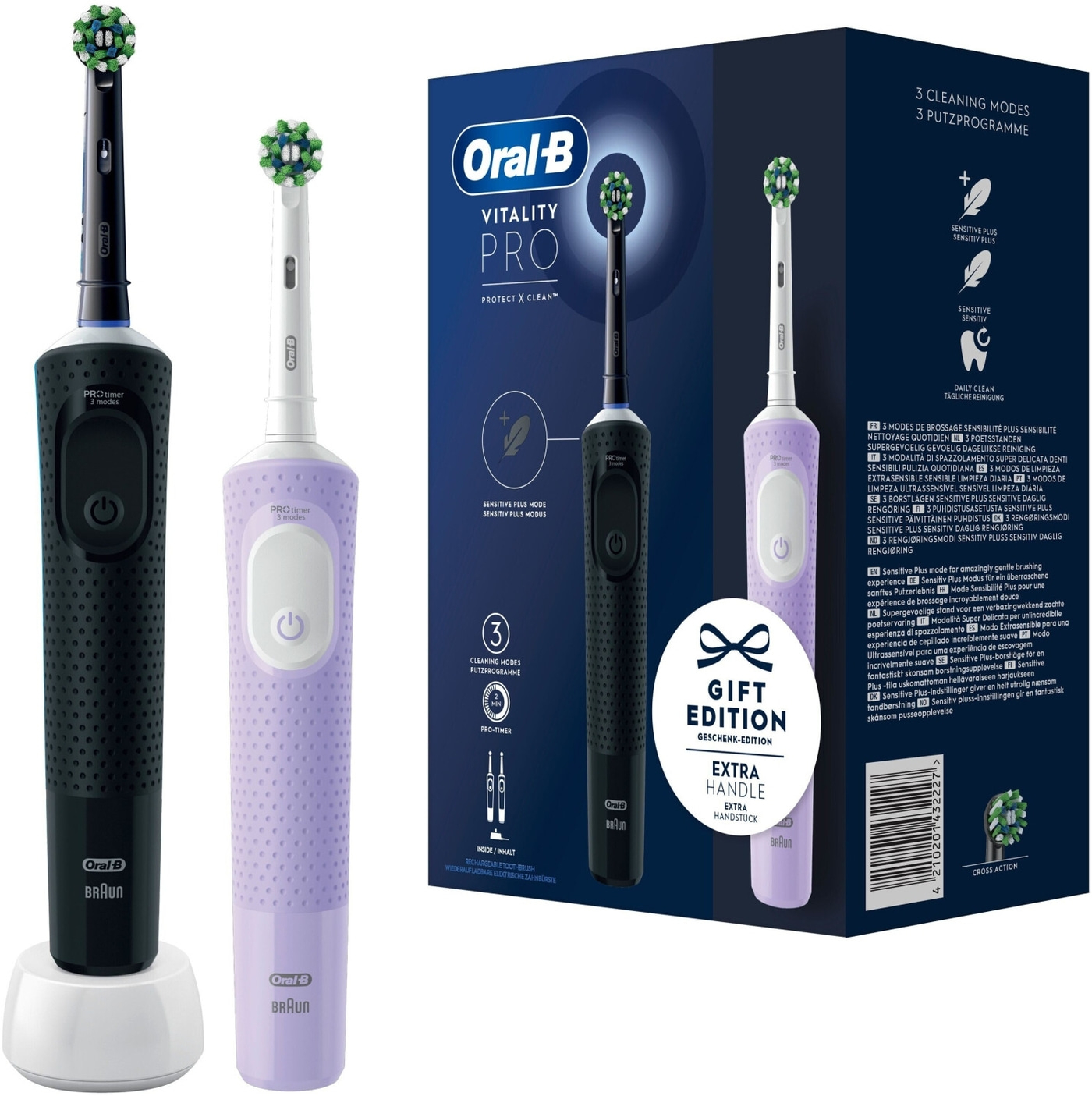 Braun ORAL-B Vitality Pro Protect X Clean Duo Zahnbürste schwarz + lila B-WARE