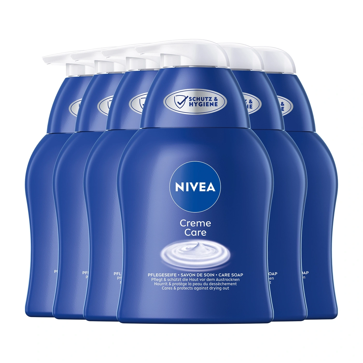 Nivea Creme Care Seife, blaue Flaschen, Schutz & Hygiene, Pflege, Feuchtigkeit, Hautschutz
