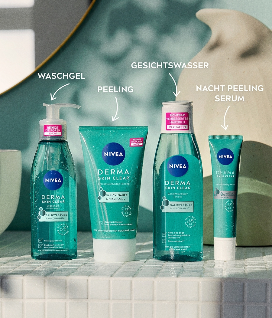 NIVEA Derma Skin Clear Gesichtswasser Salicylsäure Niacinamid Vegan 3 x 200ml