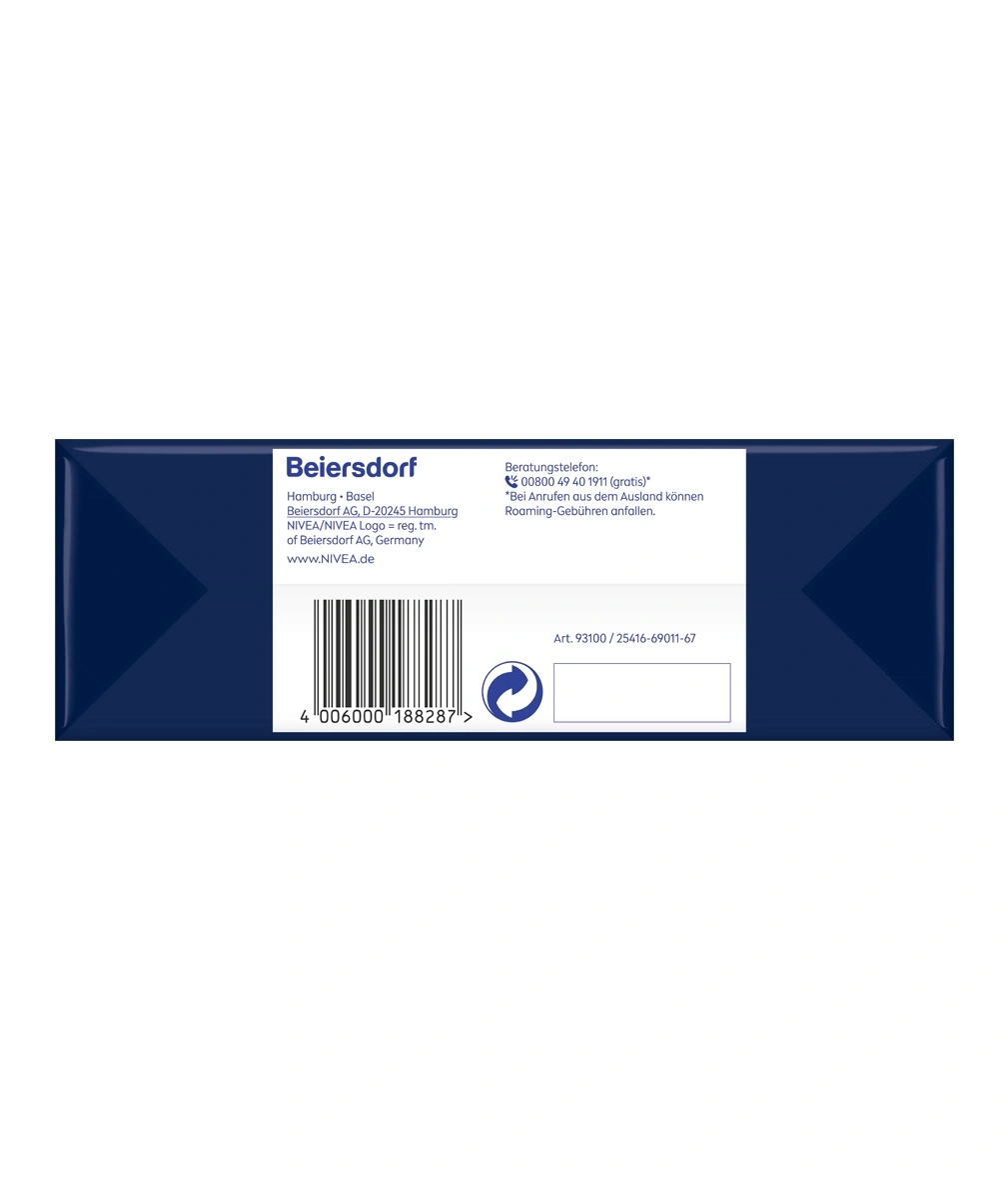 Beiersdorf AG, Hamburg, Deutschland mit Barcode und Produktinformationen.