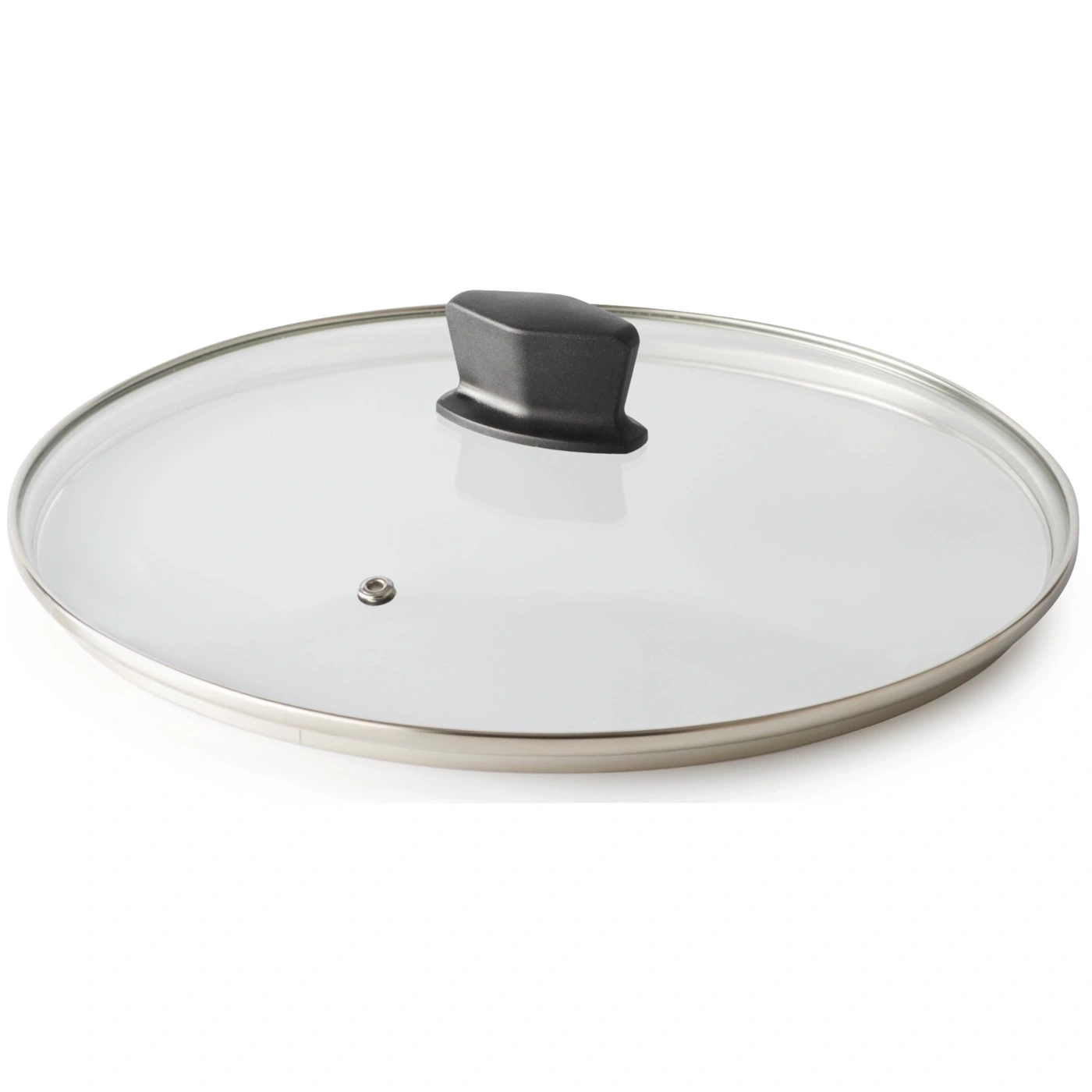 Glasdeckel mit Griff, silberner Rand, transparent, Küchenutensil, Kochgeschirr