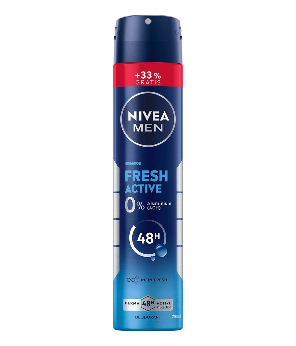 Nivea Men Fresh Active Deo, 200ml, 48h Schutz, 0% Aluminium.