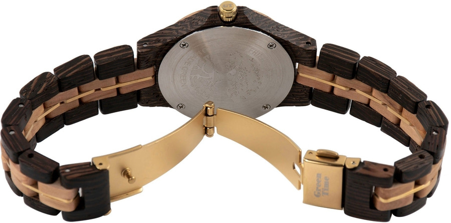 GREENTIME Damenarmbanduhr ZW135E Quarz Holzuhr Mineralglas Leuchtzeiger 36mm
