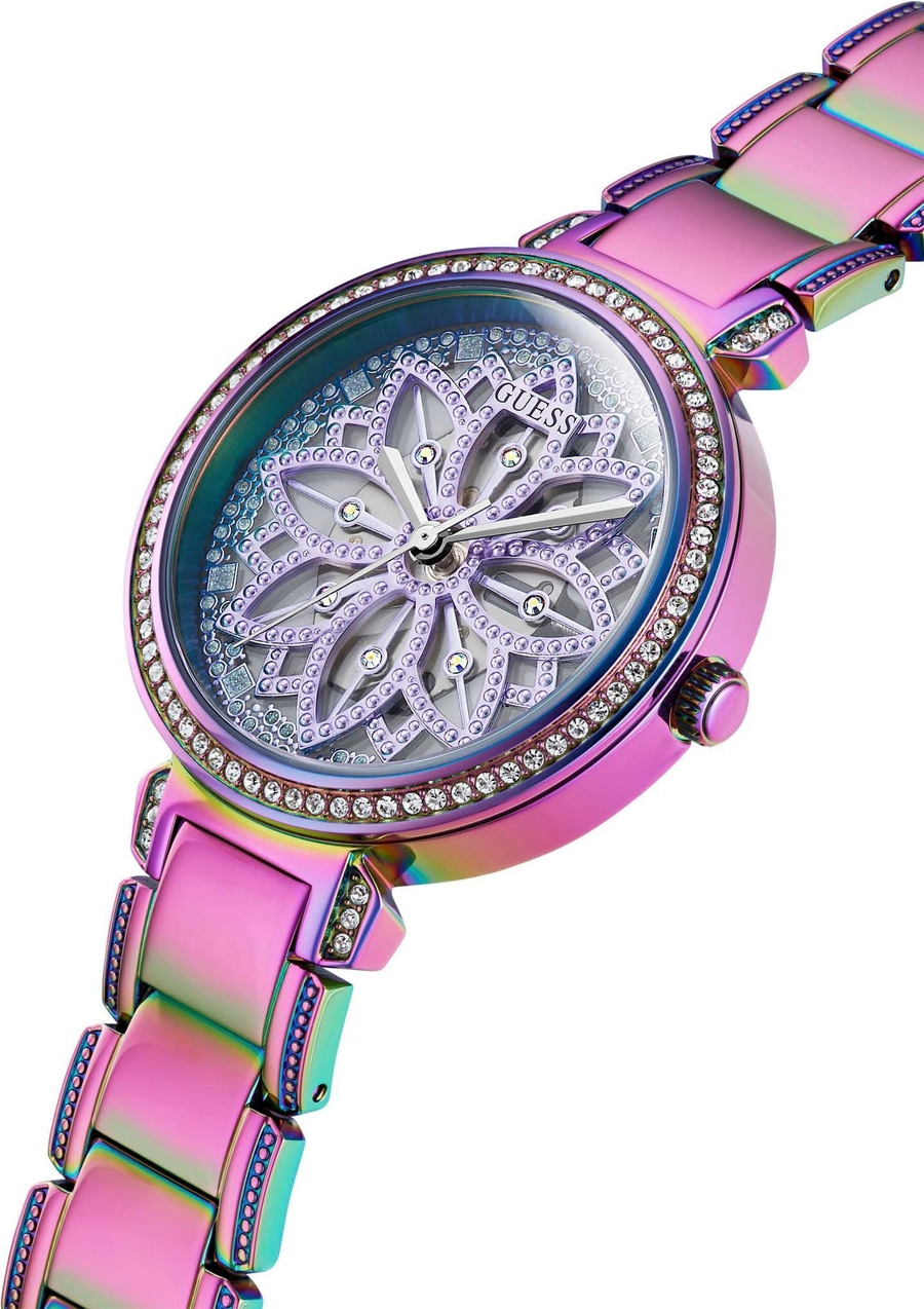 GUESS Damen Armbanduhr GW0528L4 Quarz Edelstahl lila-metallic 36mm