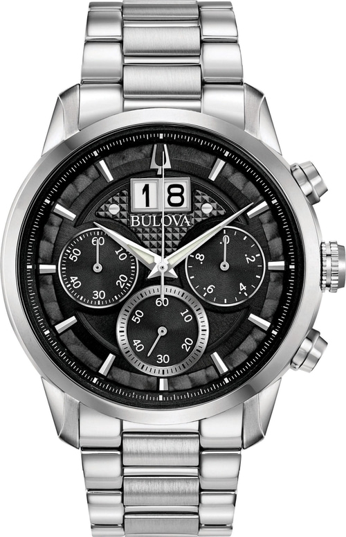 Bulova Herrenarmbanduhr Chronograph Sutton 96B319 Edelstahl Kristallglas