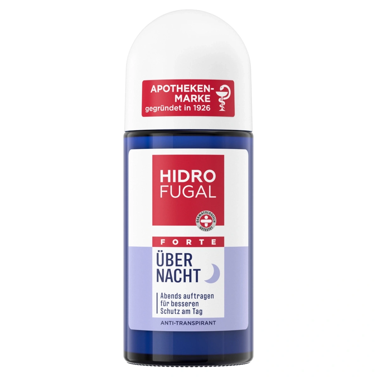 Hidrofugal Forte Über Nacht Anti-Transpirant Deodorant Roll-On mit Aufdruck.