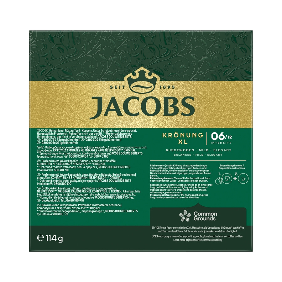 JACOBS Kapseln Nespresso®* kompatibel je 3x20 Krönung Crema XL + Guten Morgen XL