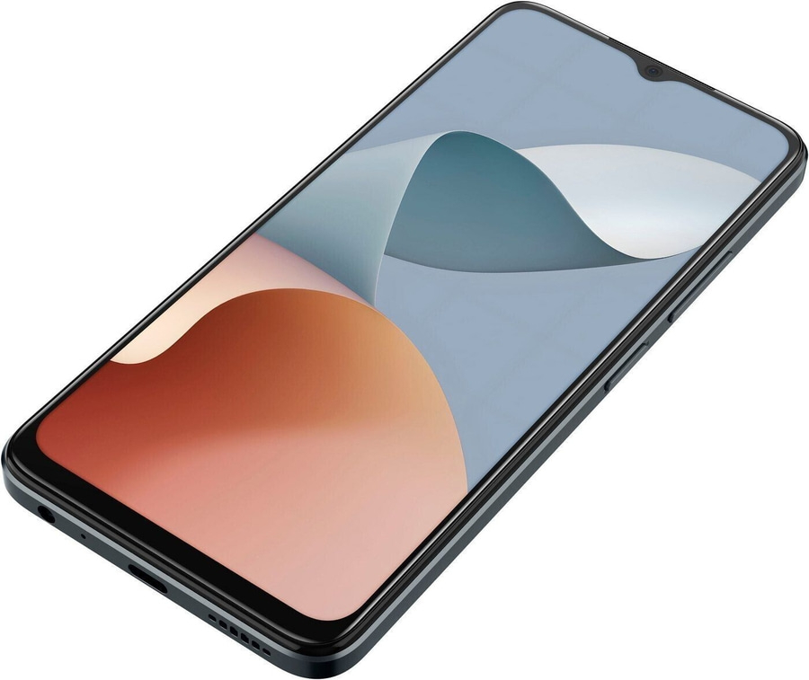 Smartphone mit blauem Bildschirm und farbenfrohem Hintergrund