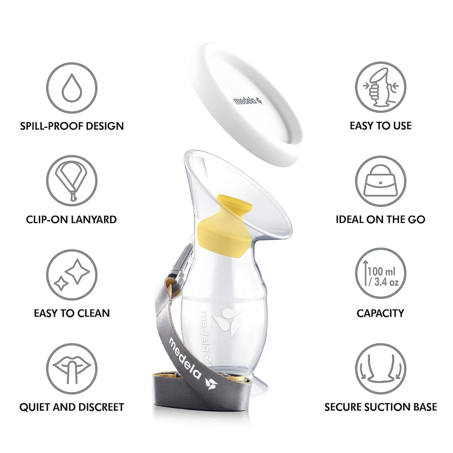 Medela-Brustpumpe mit Funktionen: auslaufsicher, einfach zu bedienen, ideal für unterwegs.