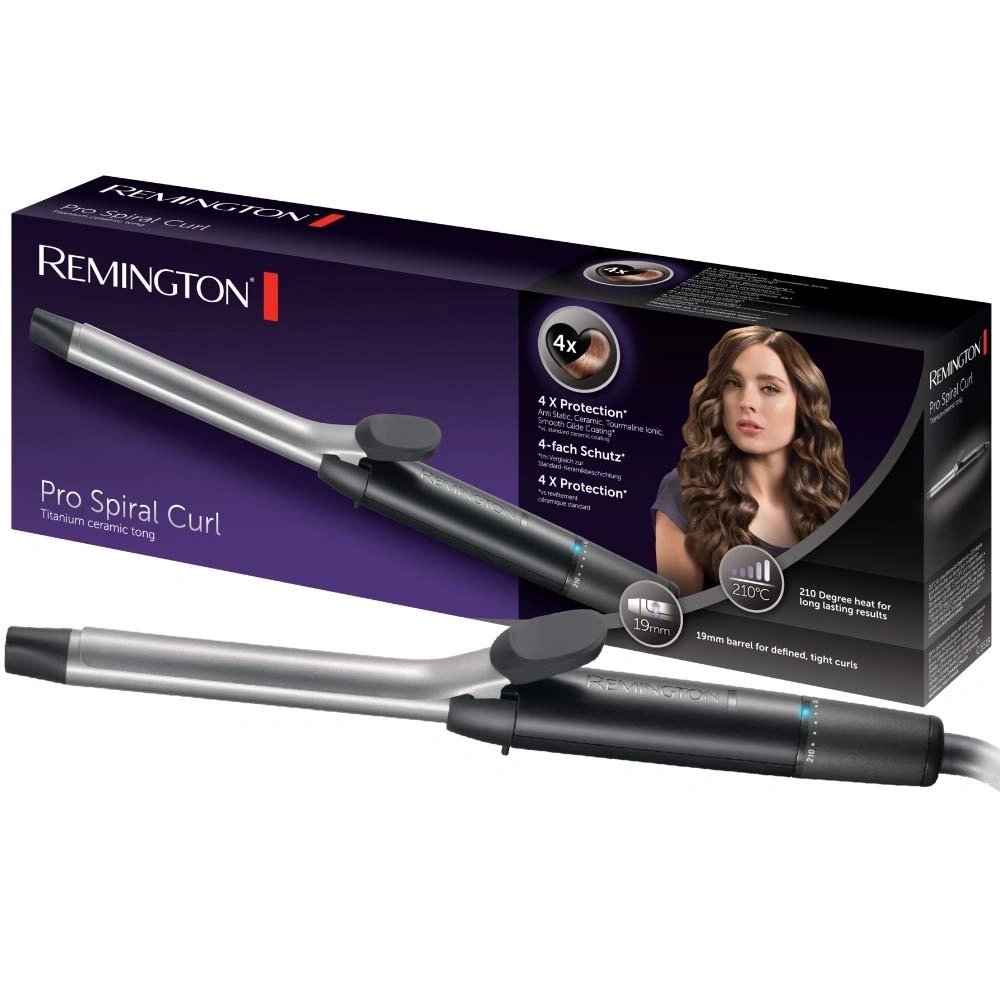 Remington Pro Spiral Lockenstab mit 19mm Durchmesser und Titanium Keramik Beschichtung für definierte Locken.