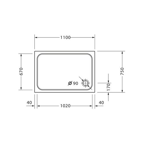 DURAVIT Duschwanne D-Code 1100x750mm Weiß Rechteck Ablaufdurchmesser 90mm