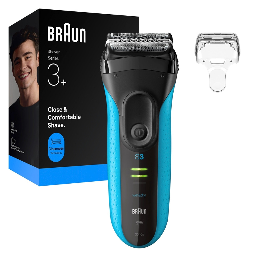 BRAUN Series 3+ 3040s Elektrorasierer Trimmer wasserdicht blau/schwarz B-Ware