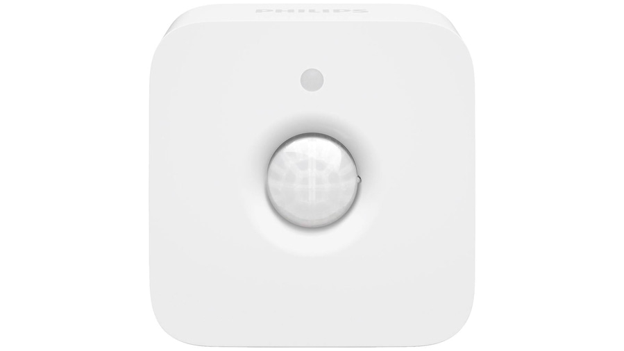 Weißer Philips Hue Bewegungsmelder mit rundem Sensor und LED-Anzeige