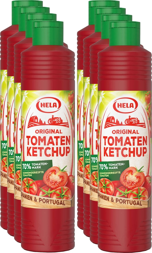 8 x Hela Ketchup Original Tomaten Ketchup 800 ml Flasche Tomatenketchup