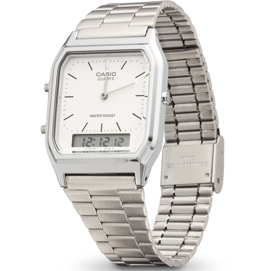 CASIO VINTAGE Chronograph AQ-230A-7DMQYES Quarz Uhr Silber B-WARE
