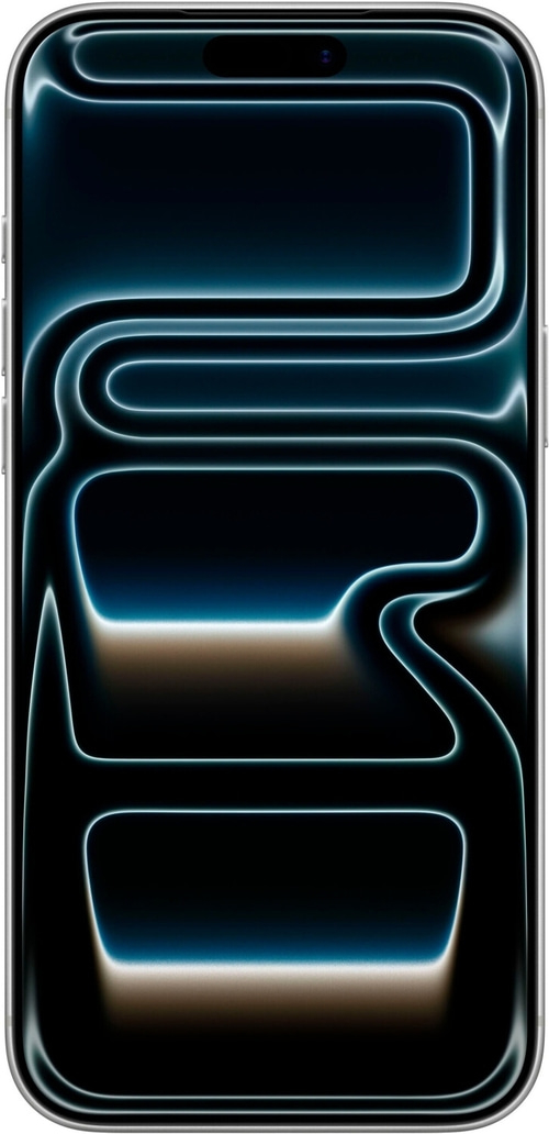 Abstrakte blaue und goldene Linien auf schwarzem Hintergrund auf einem Smartphone.