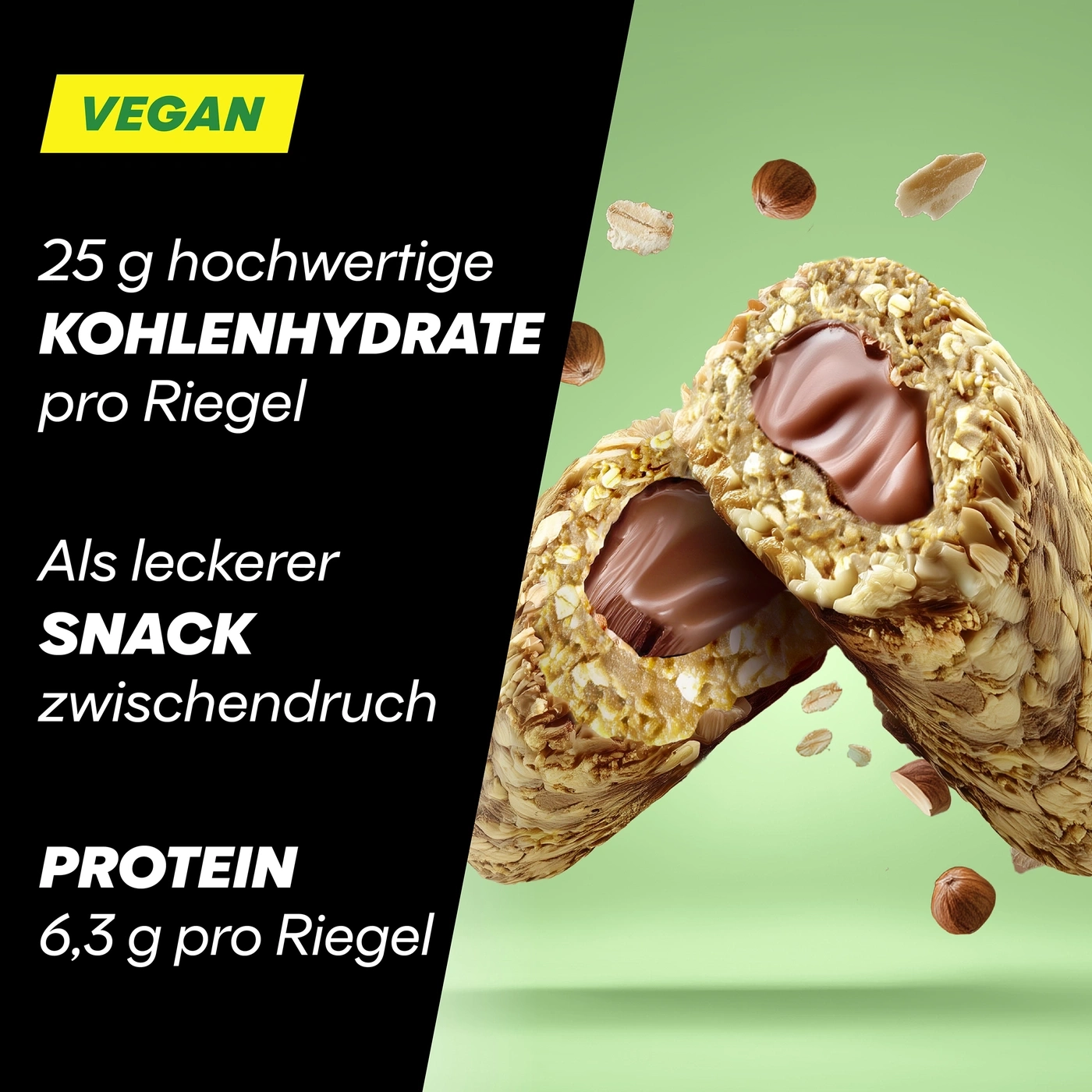 Veganes Proteinriegel mit Nüssen und Schokolade