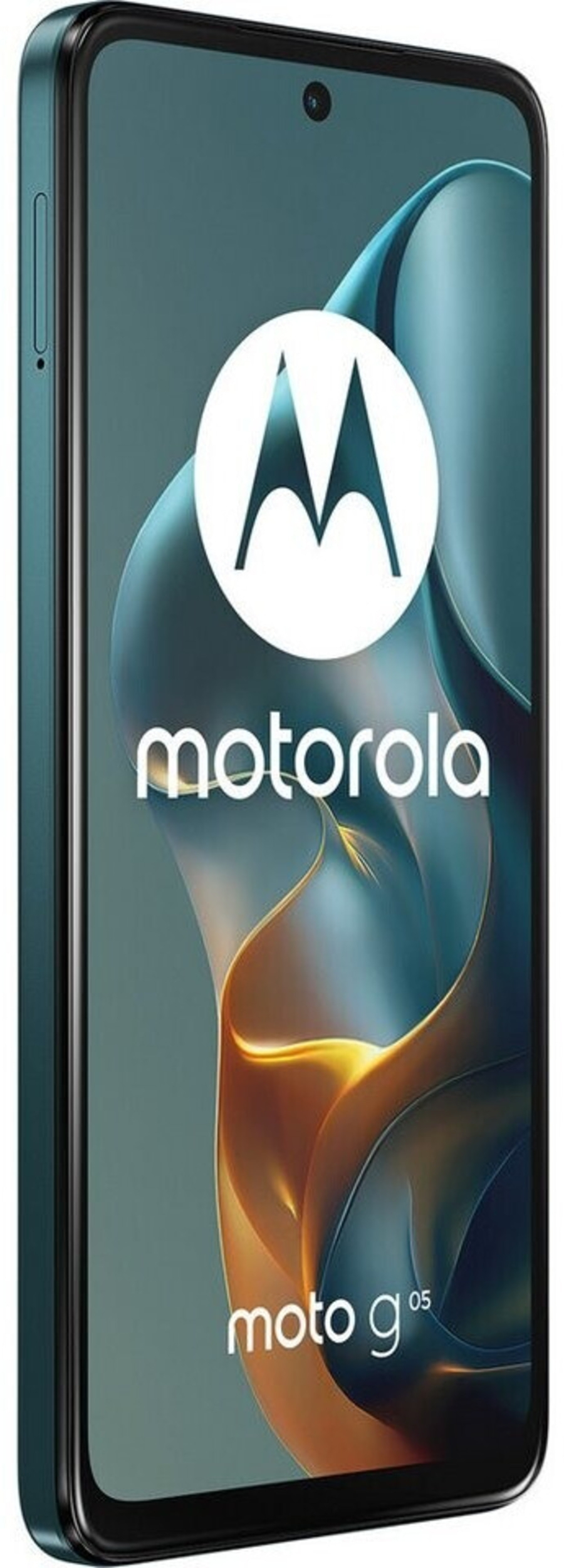 Ein Motorola Moto G05 Smartphone mit grossem M Logo.